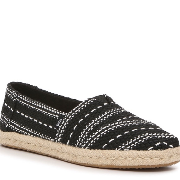 Toms NIB Alpargata Rope slip on espadrille shoes. Black Global Stripe size 7.5 - Picture 9 of 11